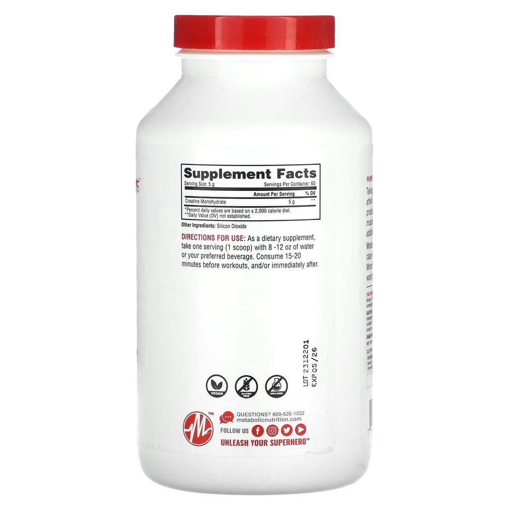 Metabolic Nutrition Creatine, Unflavored, 10.58 Oz (300 G)