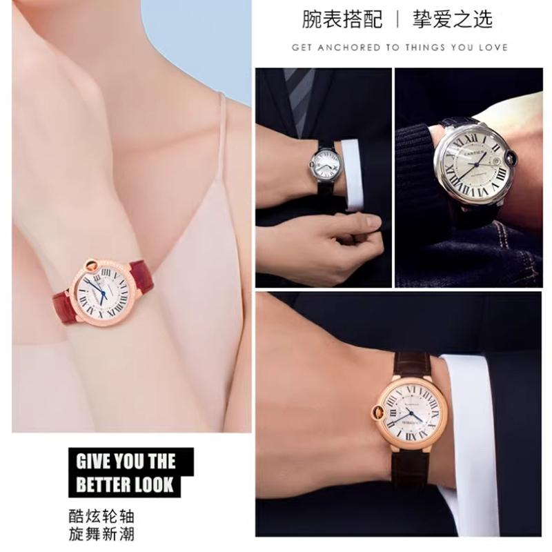 Для мужских часов Cartier из натуральной кожи с женской часовой цепочкой, синяя пряжка-балон, выпуклая коровья кожаная мужская часовая цепочка