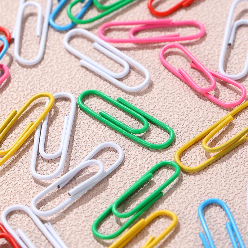 28mm Colored Paper Clips: Plastic-Coated Stationery Set for Students & Office