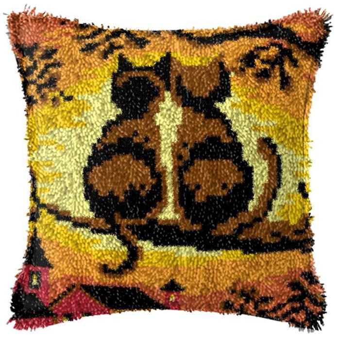 Cute Animal Latch Hook Rug Kits Pillows Smyrna Package Carpet Cat Embroidery Latch Hook Kit Diy Cross Stitch Pillow Knooppakket
