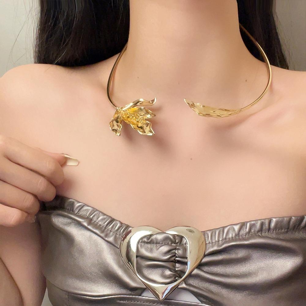 3D ожерелье с открытым воротником, золотое и серебряное преувеличенное колье, винтажное колье-чокер в виде кленового листа, подарок