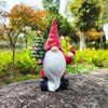 Santa Claus Statue Christmas Resin Craft Home Decoration Gnome Holding Christmas Tree Ornaments Garden Microlandscape Decor