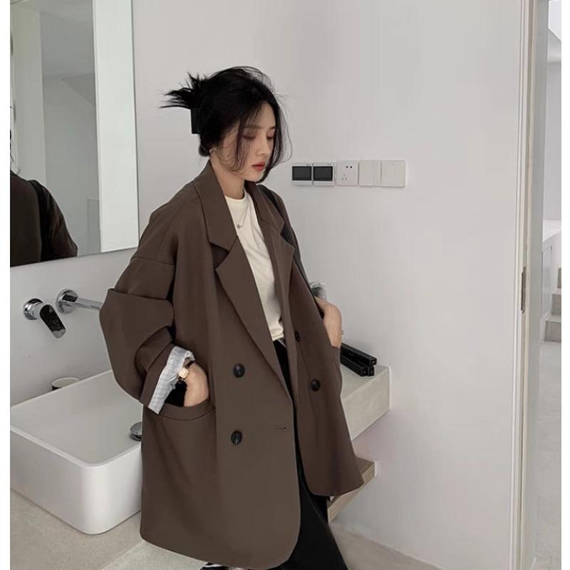 Casual Blazer for Women Spring and Autumn Korean Style Design Versatile Lazy Style Off-shoulder Small Suit for Women