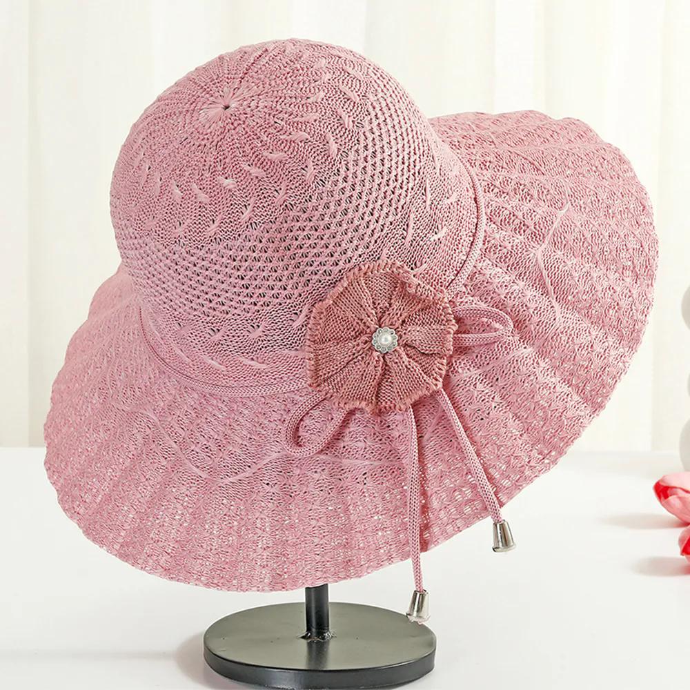 WTEMPO Women's Summer Folwer Sun Hats Breathable Foldable Casual Versatile Sunscreen Wide Brim Hats for Holiday Travel