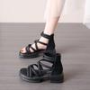 Roman Sandals Women's Summer 2025 New Flat-bottomed Non-slip Outer Wear Beach Shoes Versatile Black Empty Cool Boots Tide
