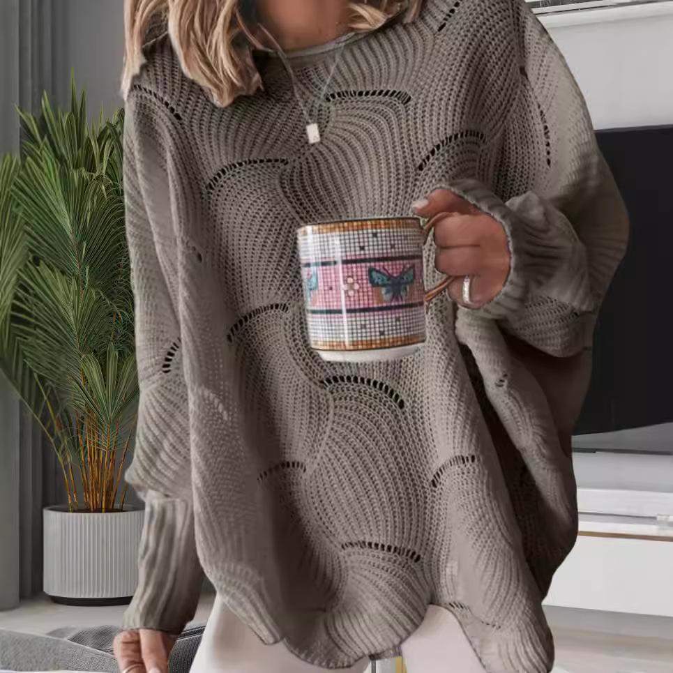 Новый Повседневный Модный Свитер Большого Размера С Ажурной Вязкой, Свободный, Однотонный