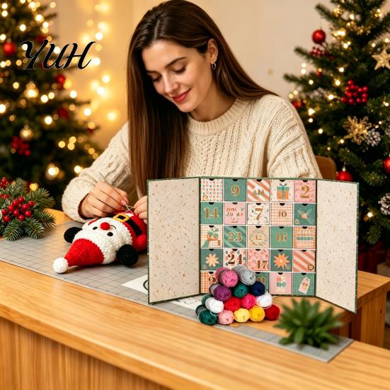 Handicraft Enthusiast Gift 25 Days Crochet Advent Calendar 2026, Beginner Friendly Christmas Countdown Multi Purpose Storage Box with Yarns Tools, DIY