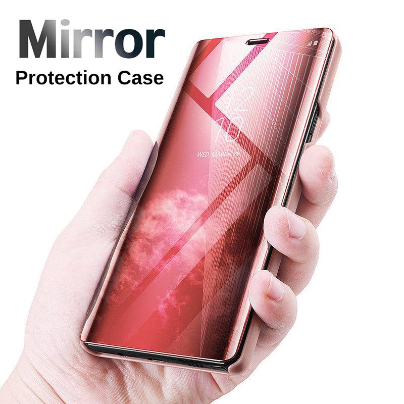 Умный зеркальный противоударный чехол для телефона для Samsung Huawei Honor Xiaomi Redmi iPhone OnePlus Магнитный флип-чехол из искусственной кожи