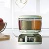 Cereal Dispenser Rice Bucket Dispenser,6 Grid° Rotating Rice Container,Automatic Waterproof Rice Storage Box for Kitchen