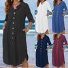 Women's Casual Fashion Solid Color Loose Long Sleeves Pocket Shirt Dress