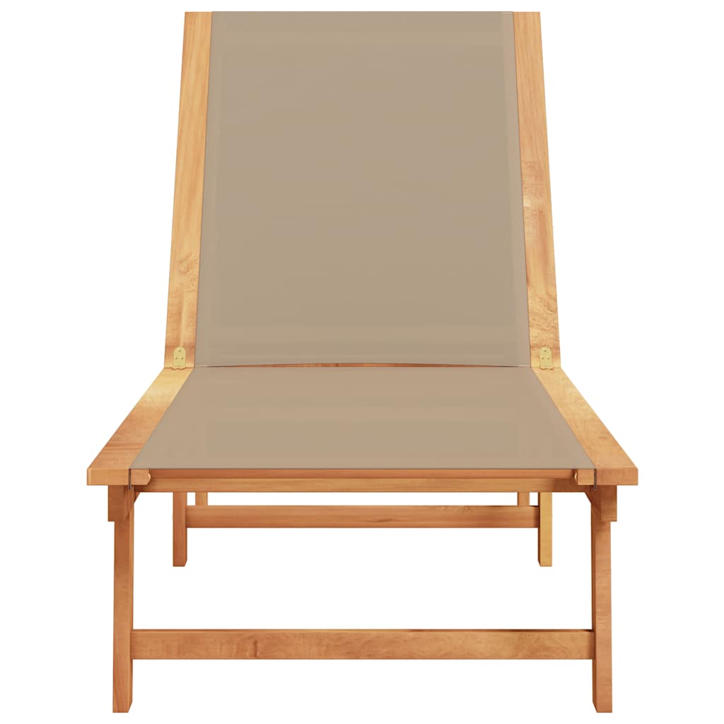 Sun Lounger Taupe Solid Acacia Wood and Textilene