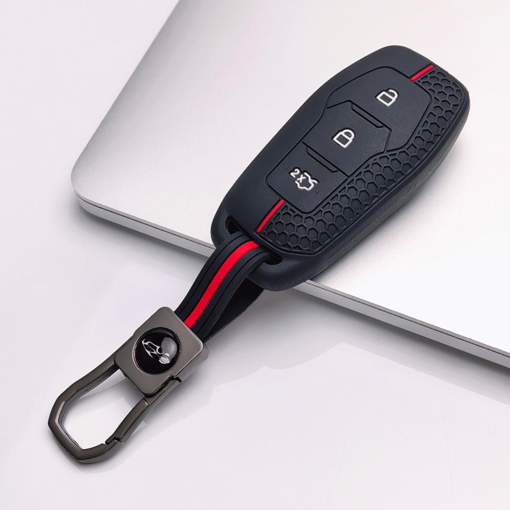 Силиконовый чехол для ключа с брелоком для 3-кнопочного смарт-ключа Ford, подходит для Ford Focus Mondeo Kuga Escape MK4 Mustang, с противоскользящей сотовой поверхностью