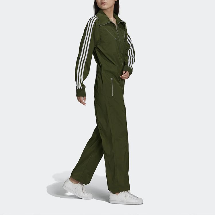 adidas Originals X Resistance Рабочий комбинезон Полоска с логотипом Parley Однотонный Комбинезон с длинным рукавом Женский комбинезон Темно-оливково-зеленый HD2517
