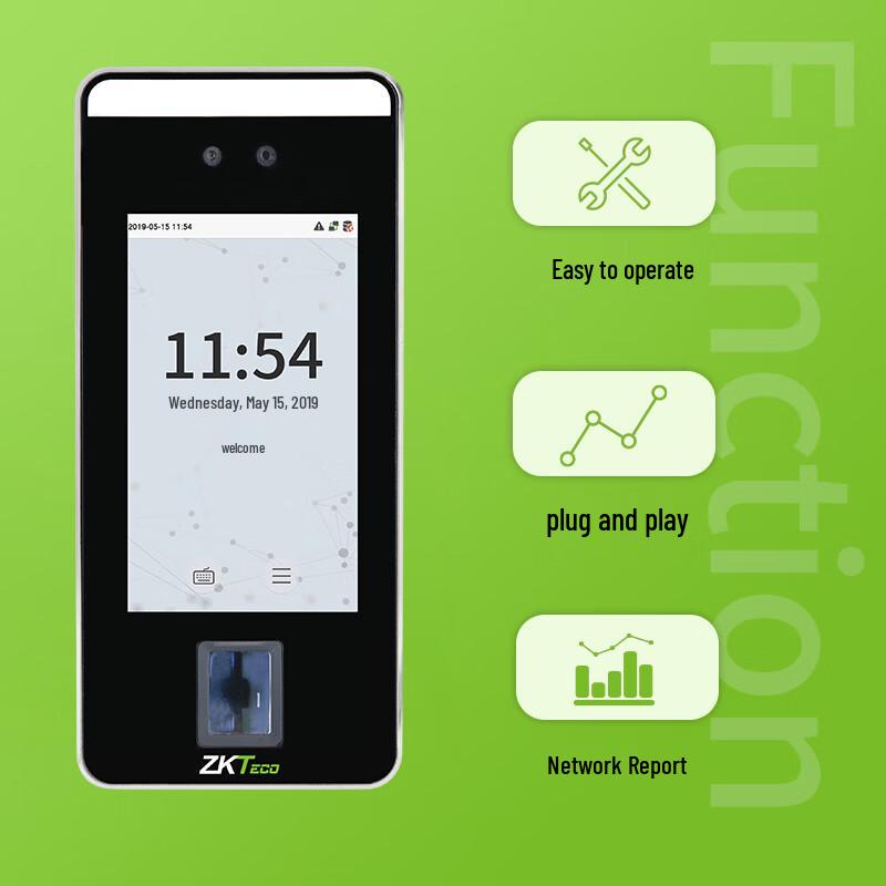 ZKTECO xFace600 Машина для контроля доступа/учета по видимому свету, динамическому распознаванию лиц и отпечаткам пальцев, вилка CN (адаптер в комплекте)