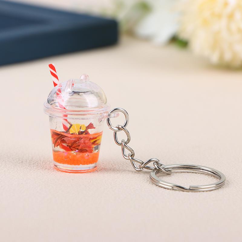 1 шт., креативный мини-светящийся молочный пузырь, чашка чая, брелок для ключей для женщин и мужчин, милая сумка, подвеска, кольцо для ключей от автомобиля, ювелирные изделия, подарки