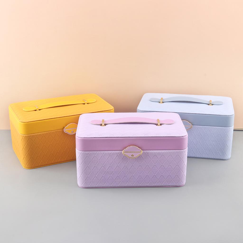 Двухслойный ящик из кожи для ювелирных изделий, легкая роскошная шкатулка для хранения сережек, ожерелий, с замком, органайзеры для хранения ювелирных изделий