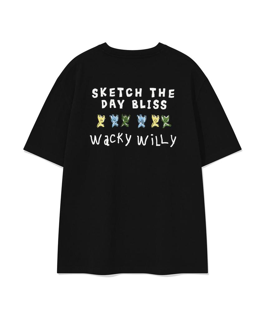WACKY WILLY Kiki Типографическая футболка с коротким рукавом Черная