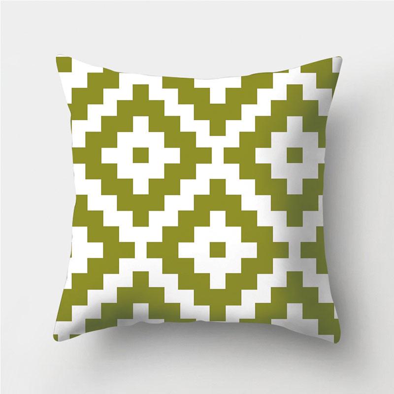 Green Geometric Pattern Throw Pillowcase Home Decor Square Wave Print Pillowcase Sofa Bed Decorative Pillowcase