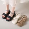Sandals Popular 2025 New Summer Fairy Wind Pearl Pleated Beach Platform Casual with Skirt Platform Sandals