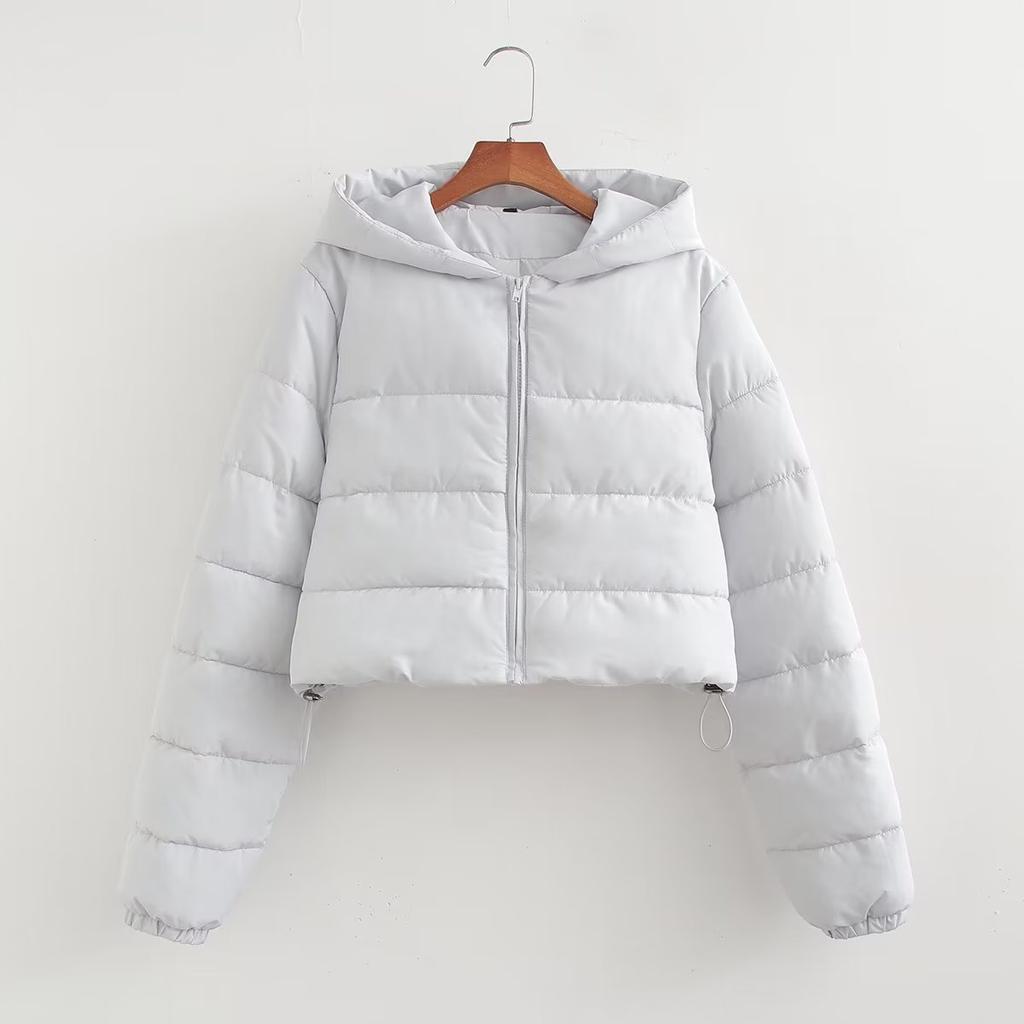 Повседневное хлопковое пальто с капюшоном и воротником, женское, с длинным рукавом, толстое, теплое, короткое, стеганое, осенне-зимнее, женское уличное пальто, парки