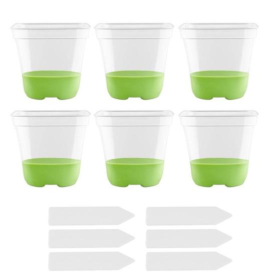 6/12 шт. силиконовый детский горшок, прозрачные квадратные горшки для растений с дренажными отверстиями, легкая пересадка, пластиковый многоразовый цветочный горшок для здорового роста корней