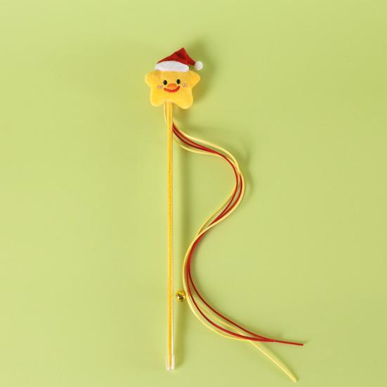 Christmas Cat Teaser Wand Interactive Toy Cartoon Apples Christmas Tree Star Gingerbread Man Plush Rod for Cats Safe Material Pet Supplies