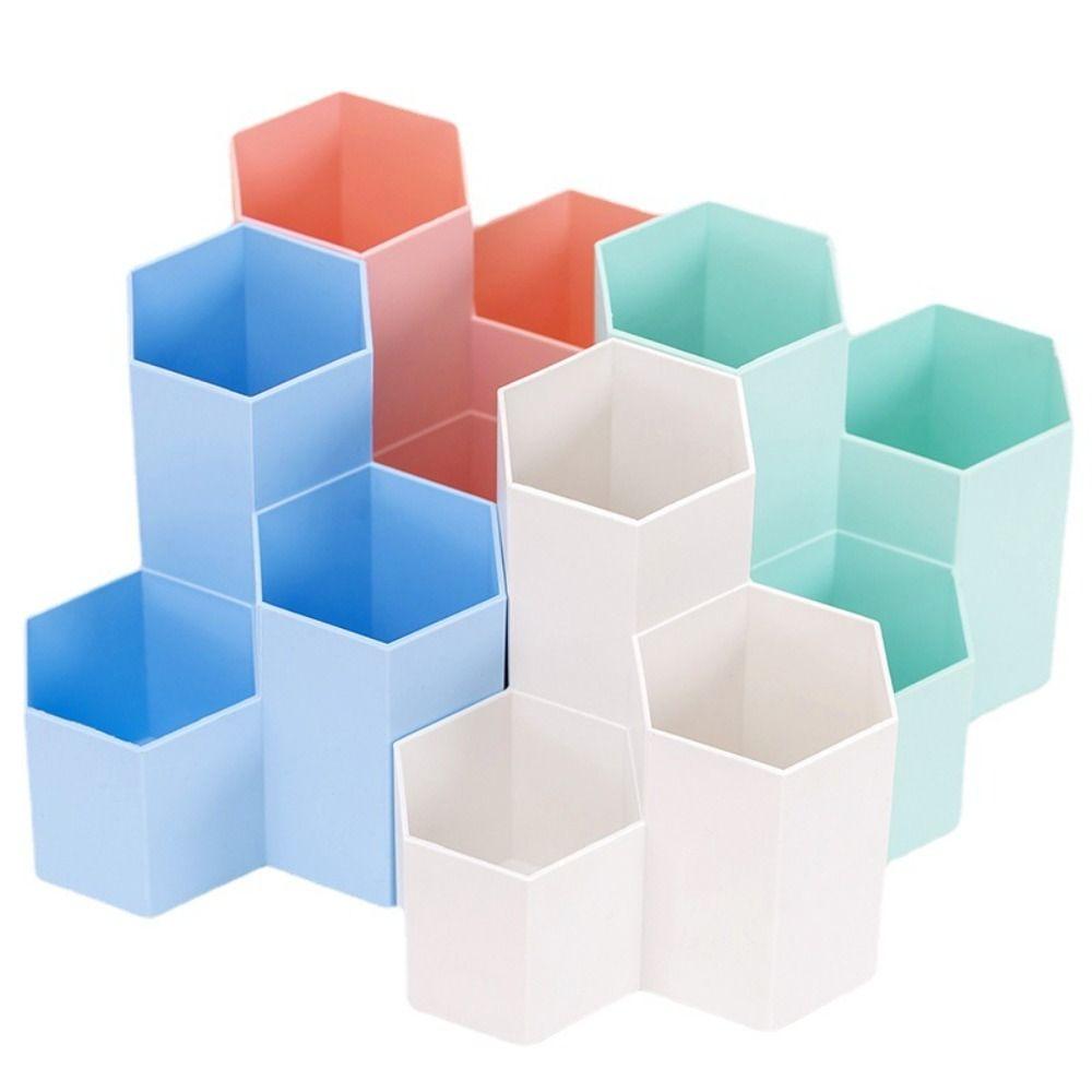 3-Grid Pen Holder Storage Box Desktop Organizer Multifunctional Pencil Case Stationery