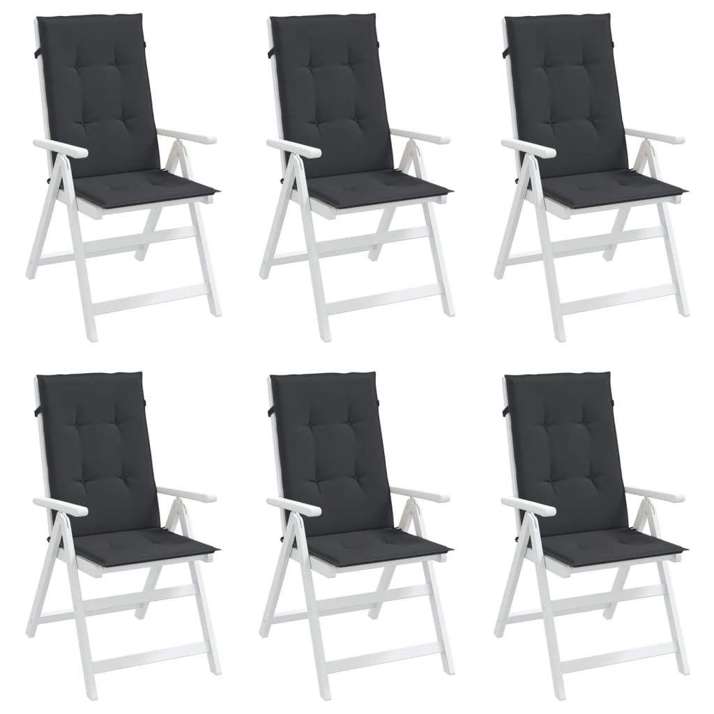 Garden Chair Cushions for High Back Chairs 6 pcs Black 120 x 50 x 3 cm