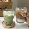 Вертикальные полосы Ins Coffee Glass Lid Pipe Cup Красивый лед American Latte Milk Cup Кружки Ice Coffee Cups