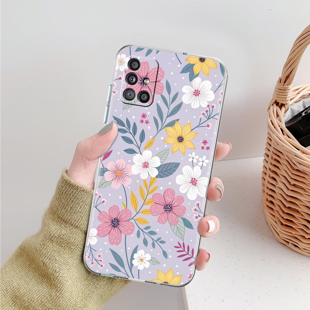 Чехол для Samsung A15 A13 A35 A55 A51 A71 A41 A31 A21S A05 A17 A23 A25 A33 A53 A73 5G A07 4G Стильный чехол с цветочным узором