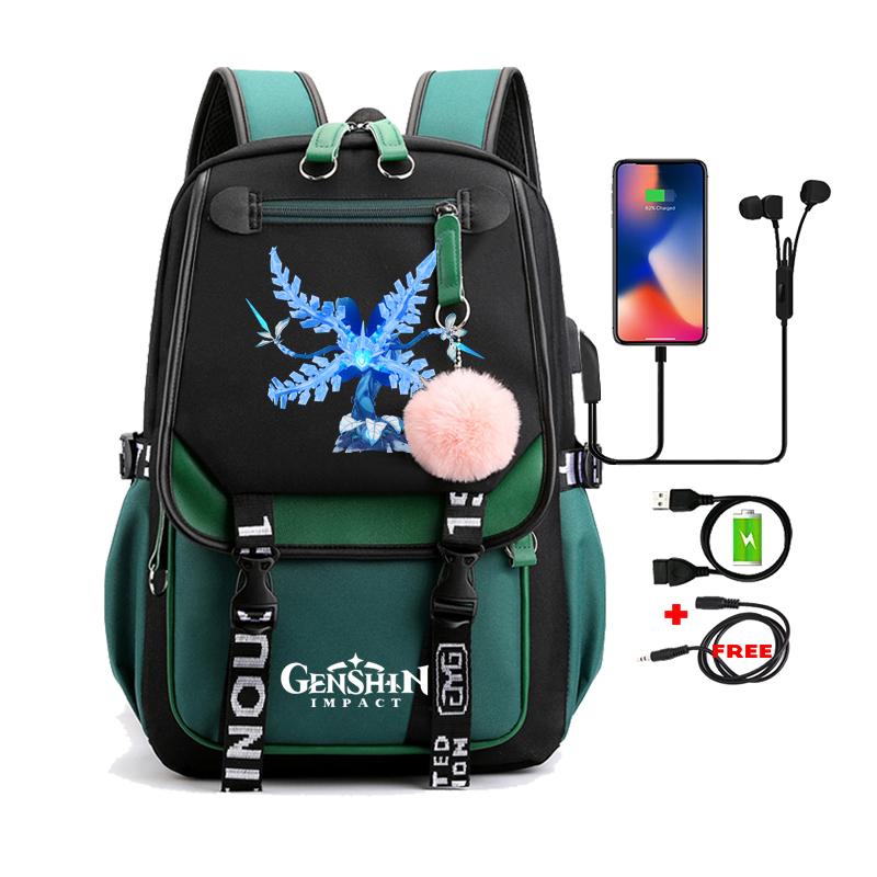 Anime Game Printed Bag Canvas Backpack Large Capacity Bookbag for Boy Girl Kids Gifts Usb Charging Travel Backpack Student School Bag