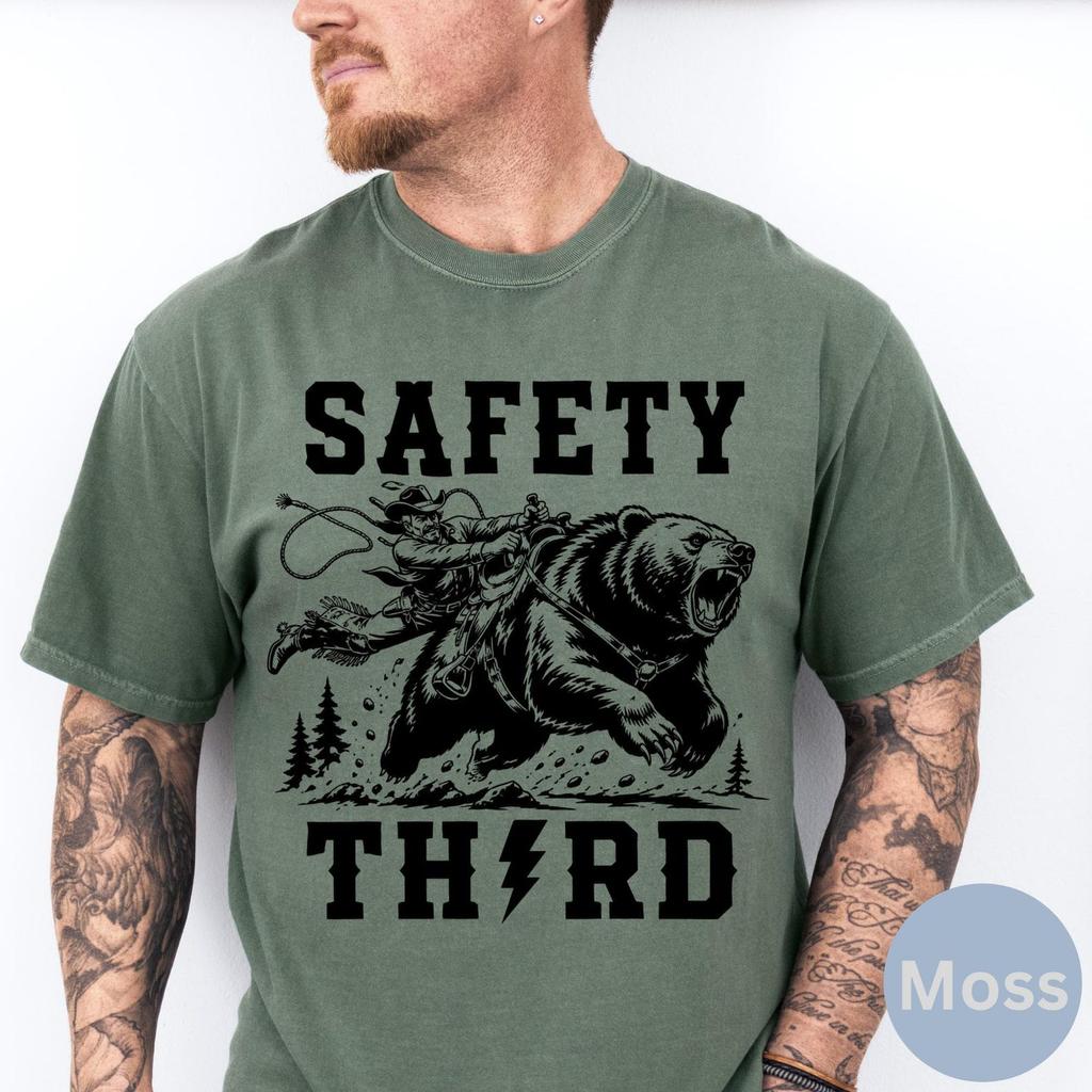 Comfort Colors® Safety Third Shirt and kids T-Shirt, Yellowstone Grizzly Bear TShirt and kids T-Shirt, Cotton Tee