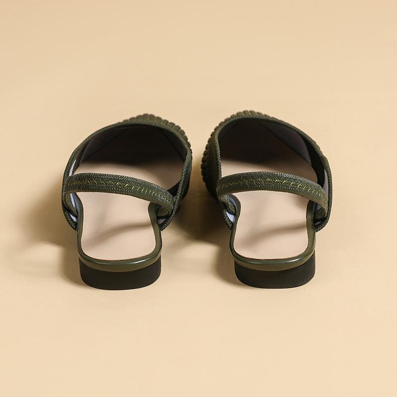 Туфли на плоской подошве с открытой пяткой для женщин, с острым носком, удобные трикотажные туфли на плоской подошве для работы, прогулок, офиса, женские балетки, нескользящие свадебные нарядные туфли