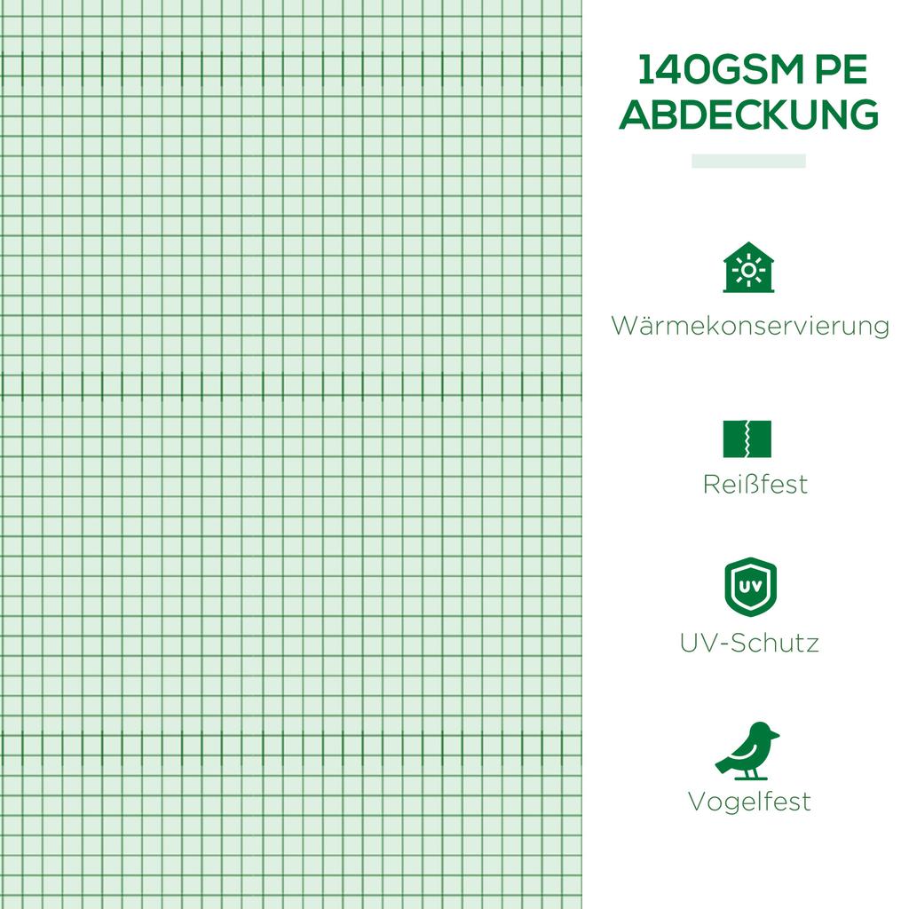 Mini Greenhouse, Portable Tunnel Green House, Green Grow House Steel Frame with 5 Mesh Windows, 3 M, Green