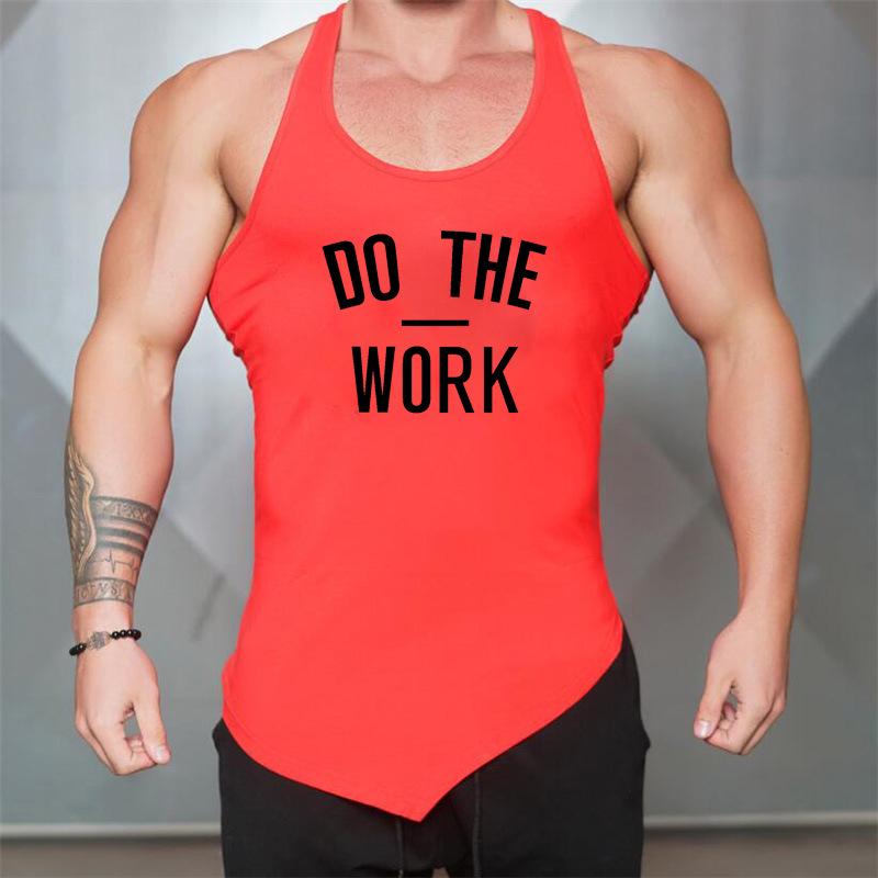 Men's Muscle Bodybuilding Fitness Vest - Round Neck, Irregular Hem, Pure Cotton