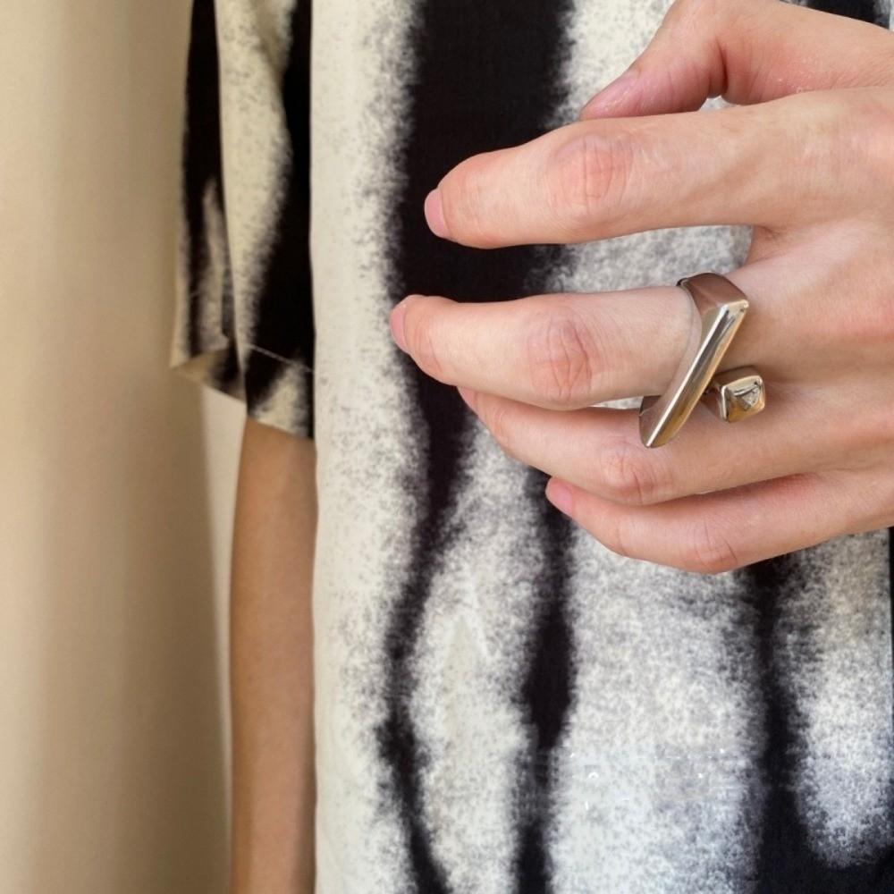 Регулируемое кольцо на палец Геометрическое посеребренное открытое кольцо Необычное кольцо Для вечеринки Подарок на день рождения