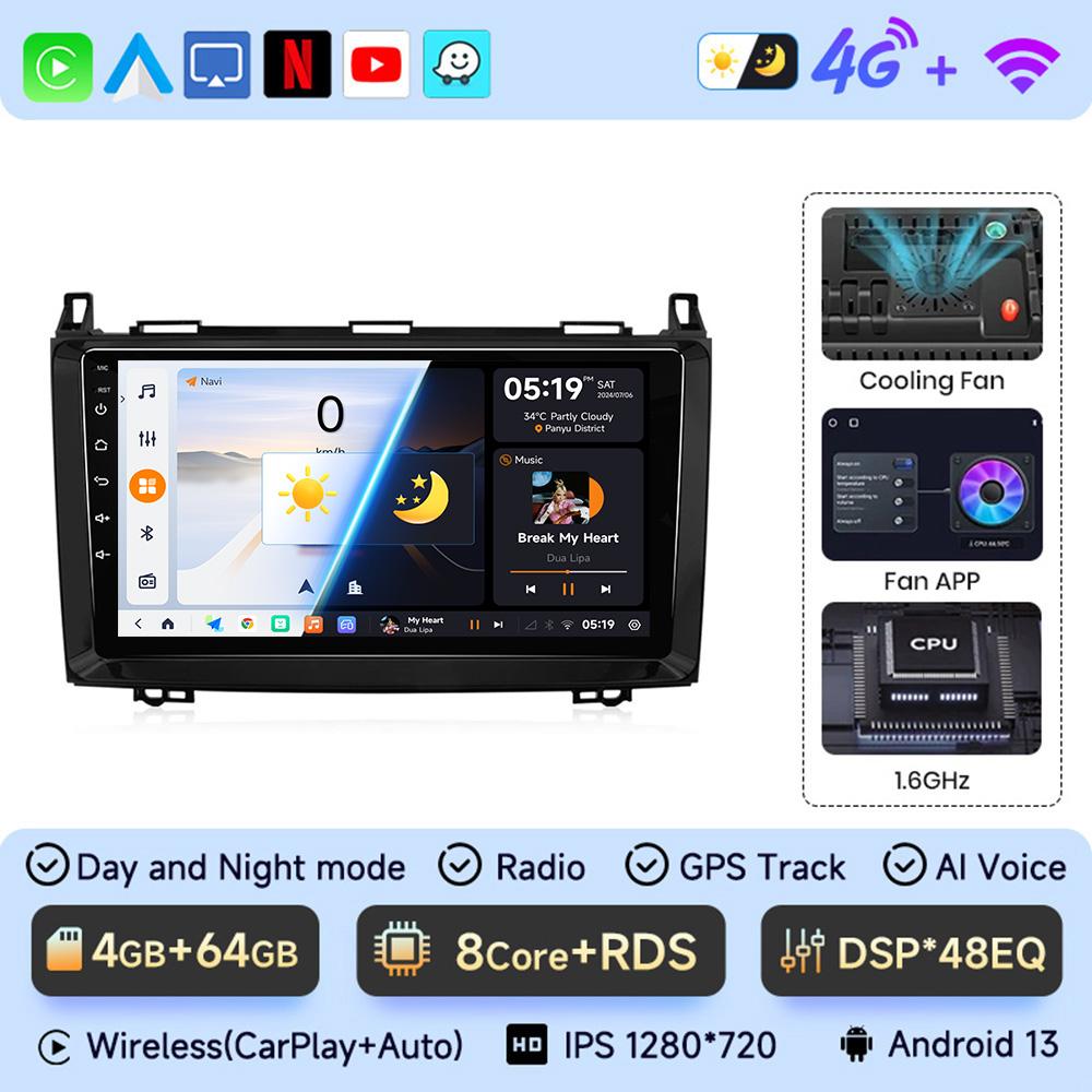 JIUYIN Android 13 автомобильное радио для Mercedes Benz W169 W245 B200 W906 Sprinter W639 Vito беспроводной CarPlay Auto No 2 din 2din DVD