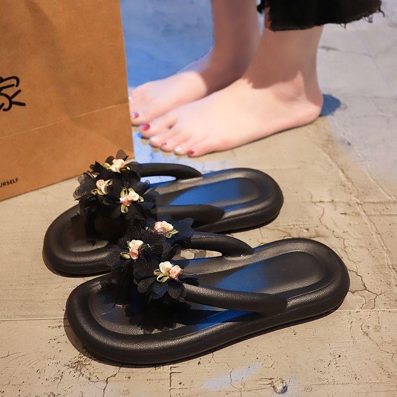 Fashion White Woman Flip Flops Slippers Flowers Sandals Soft On Beach Shoes for Women Casual New Collection Eva Summer Sale Shoe Slides