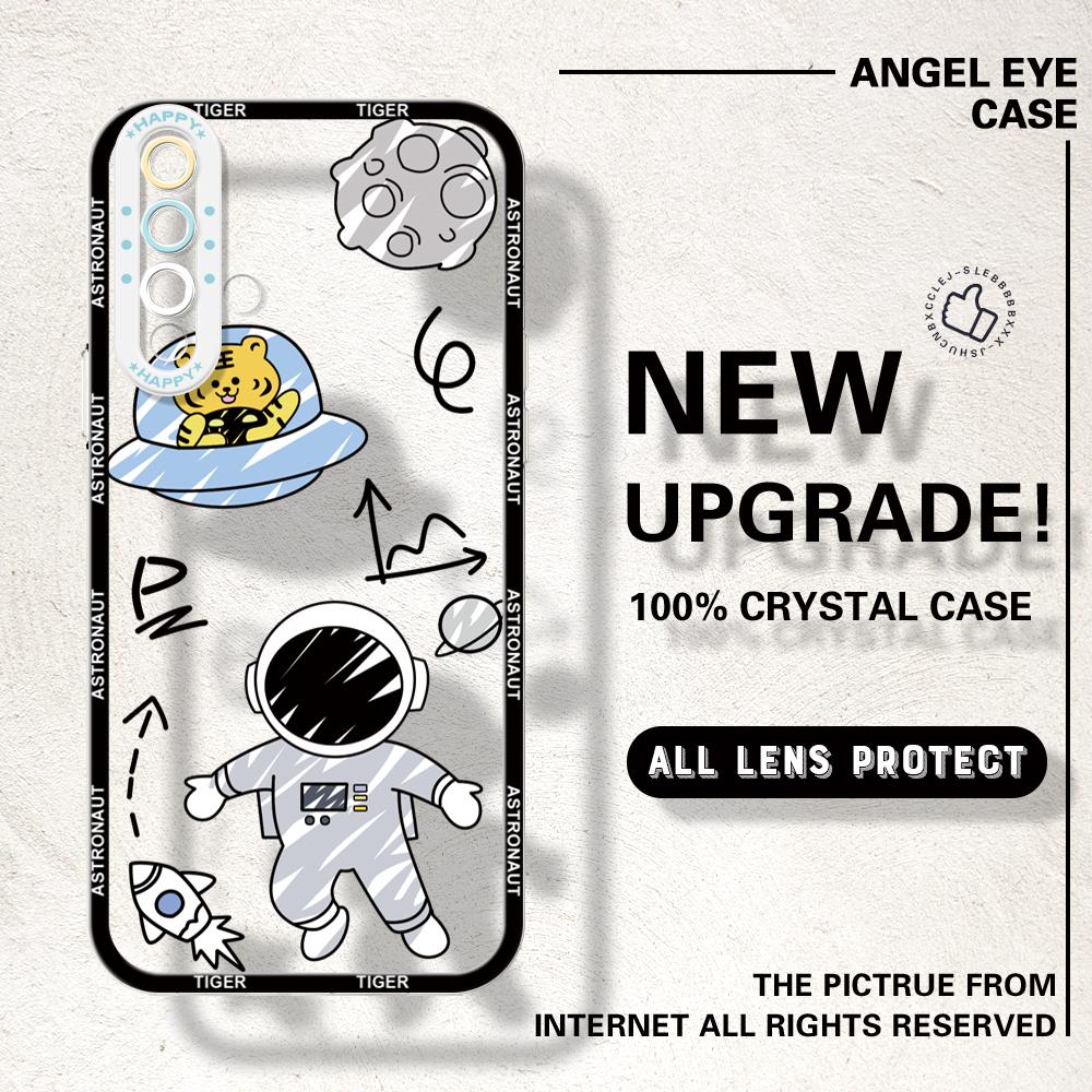 Shockproof Cartoon Astronaut Crystal Case Full Cover Camera Protection Transparent Soft Phone Casing for Huawei Honor iPhone Infinix Tecno