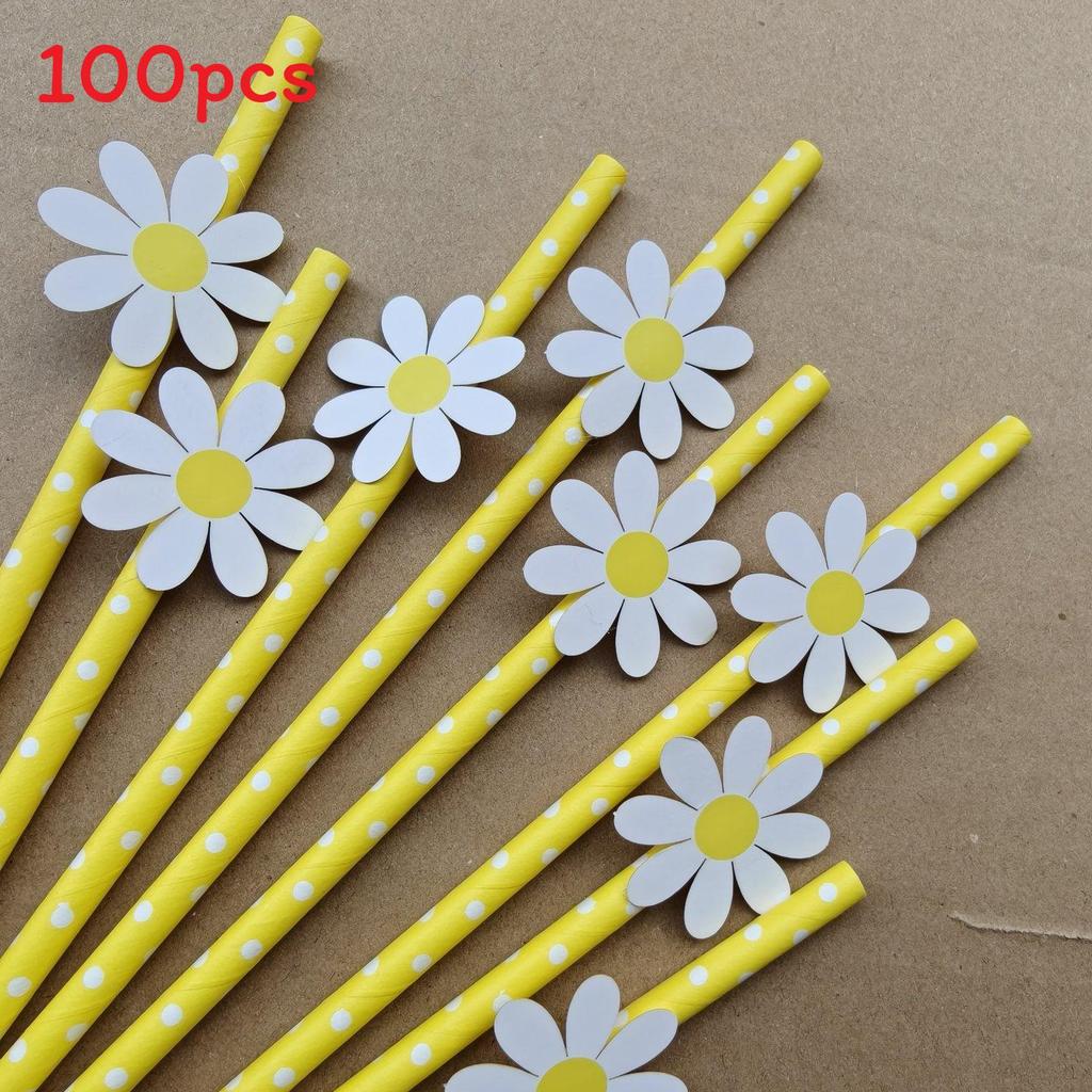 Daisy Small Flower Sunflower Paper Drinking Straws For Party Decorations And Cocktails