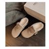 Новые женские тапочки, осенне-зимние кожаные тапочки с круглым носком, парные тапочки, повседневные, сохраняющие тепло женские замшевые шлепанцы