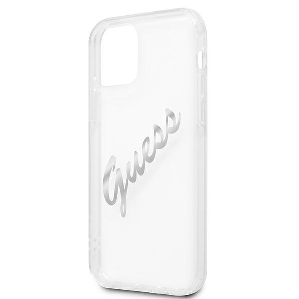 Guess Guhcp12Mktrsvsi Iphone 12/12 Pro 6,1 Transparent Hardcase Vintage Script Silver