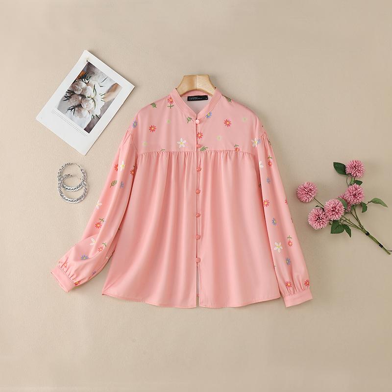 ZANZEA Женская повседневная блузка с круглым вырезом, цветочным принтом и длинными рукавами