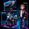 Electric Children's Motorbike with Training Wheels, Mirrors and Footrests, in PP and Metal, 85.5x44.5x56 cm, Blue