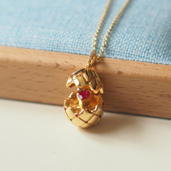 Ретро-ожерелье в средневековом стиле с подвеской в виде пасхального яйца и кубическим цирконием Love Clavicle