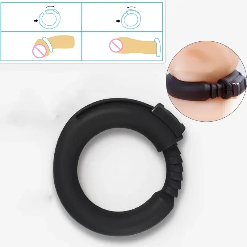 1PC Male Chastity Device Adjustable Cock Ring Bondage Penis Rings Male Extension Train Delay Ejaculation Sex Toys For Men