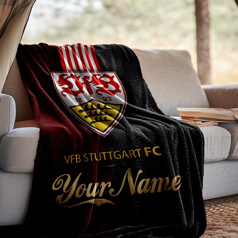 Custom Name Vfb Stuttgart Mascots Throw Blanket - Perfect for Couch, Bed, Office, and outdoor Travel - Ideal Gift for Christmas & Holidays