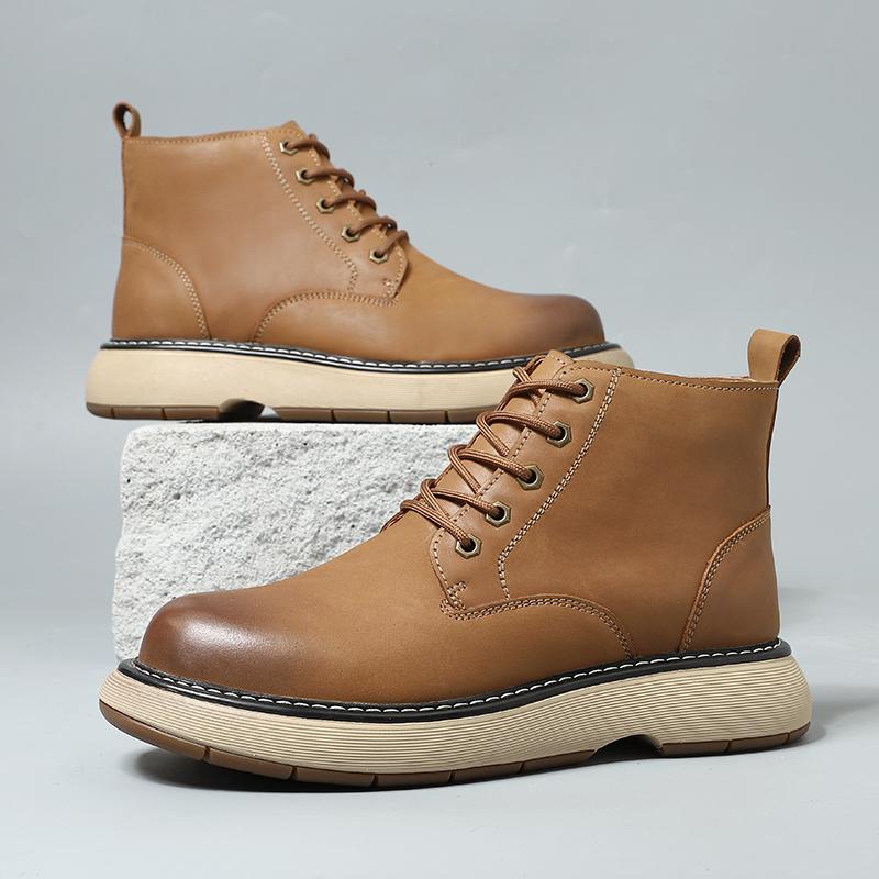 Модные роскошные брендовые зимние ботинки из коровьей кожи на платформе для мужчин, дизайнерская повседневная рабочая обувь, высокие ботильоны из натуральной кожи для отдыха на открытом воздухе
