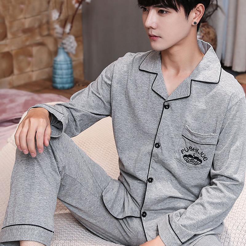 Весенне-осенние новые мужские хлопковые пижамы для отдыха с длинным рукавом, кардиган, комплект плюс размер, домашняя одежда для отдыха