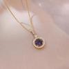 Women's Sunflower Zircon Flower Pendant, Purple Niche Design, Temperament Titanium Steel Necklace
